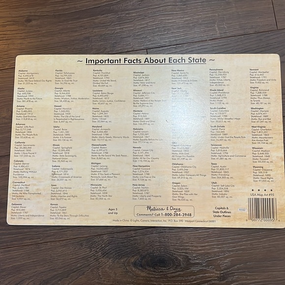 USA States and Capitals wooden puzzle - Picture 9 of 10